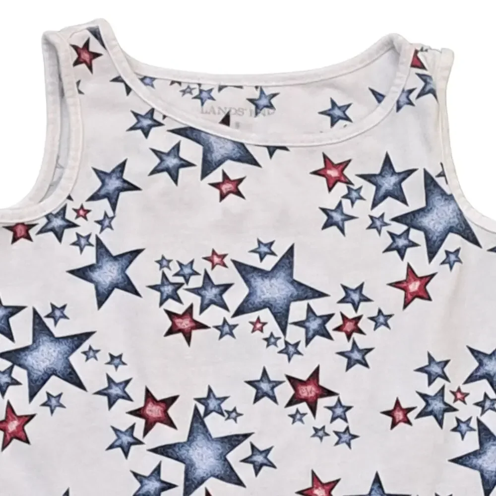 Lands' End Americana Stars Sleeveless Dress Size Small July 4th Festive Sundress